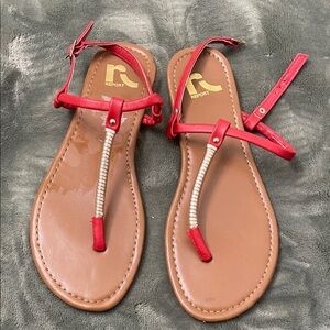 Report Women's Red and Tan Sandals